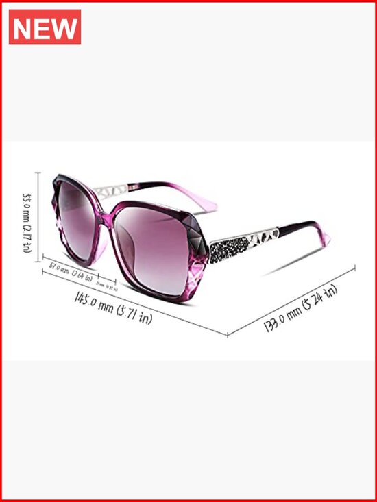 Polarized Oversized Square Sunglasses with Sparkling Composite Frame main image 7